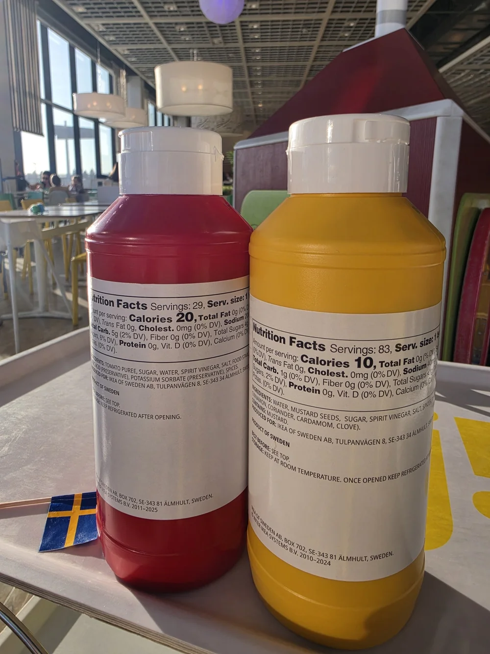 IKEA Red Ketchup & Yellow Mild Mustard Bottle.both full
